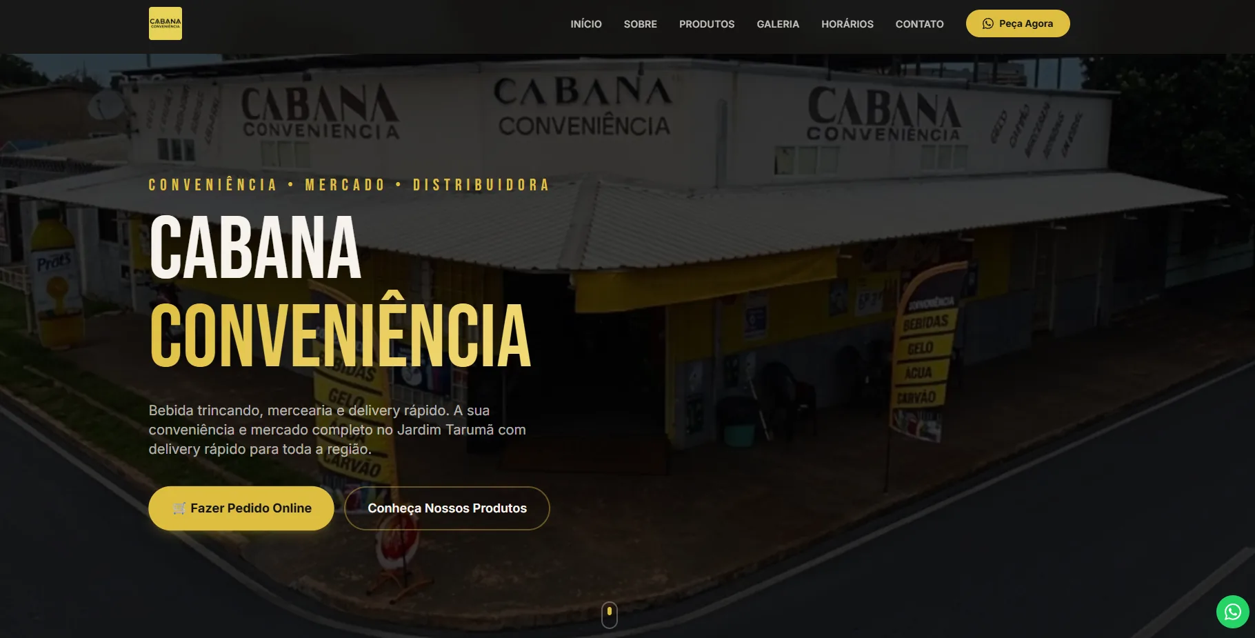 Site desenvolvido para Conveniência Cabana
