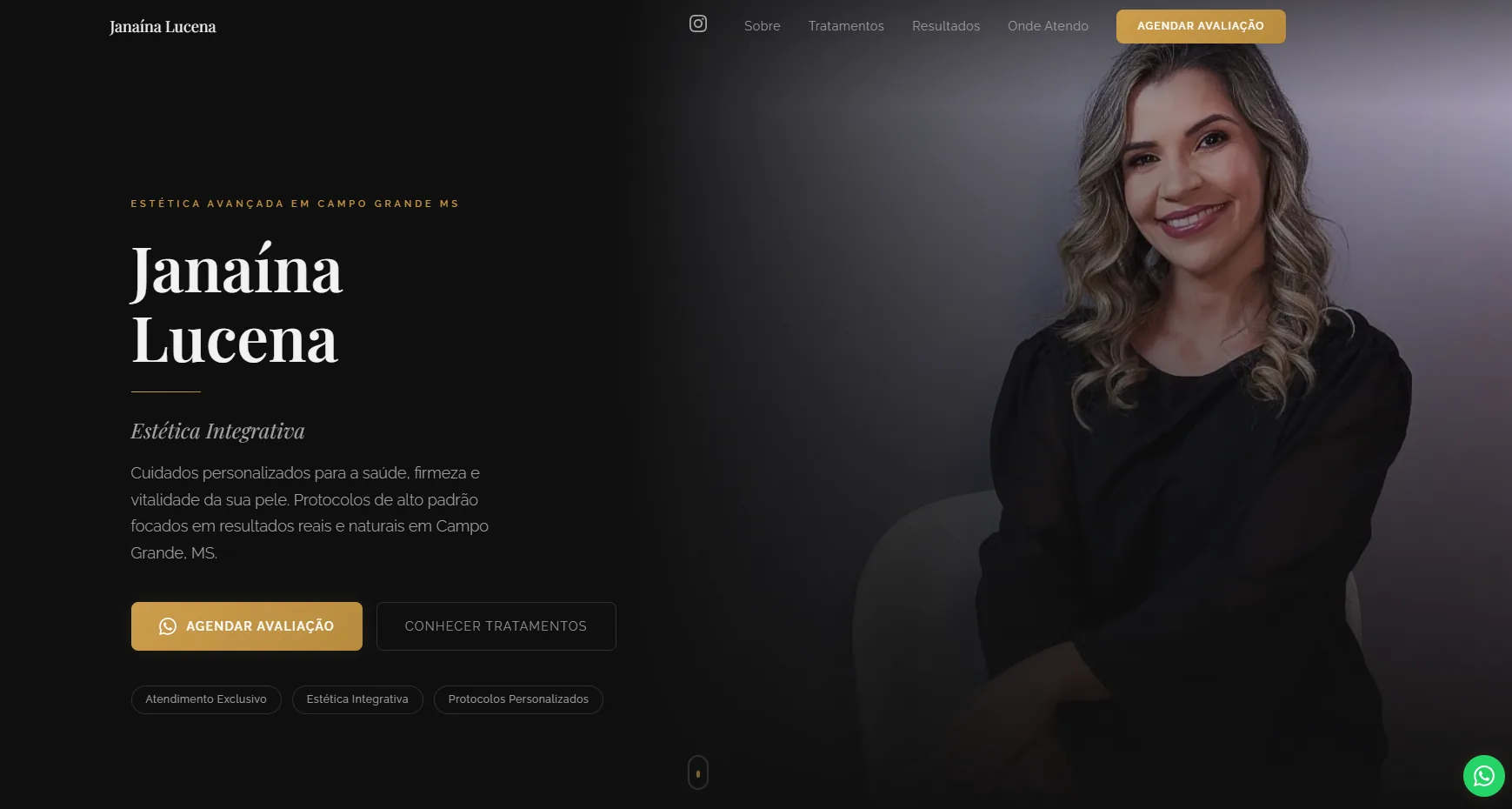 Site desenvolvido para Janaína Lucena Estética